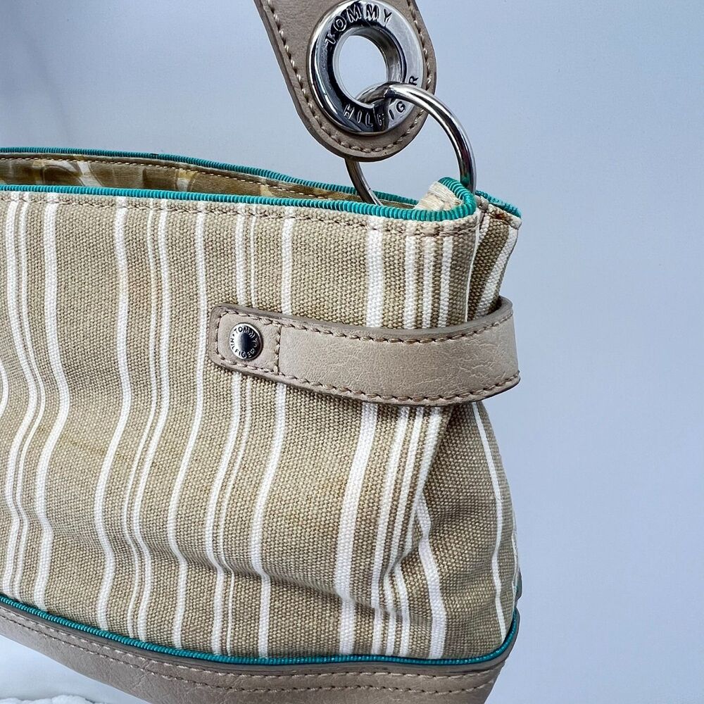 Tommy Hilfiger Striped Canvas Shoulder Bag Beige Coastal Preppy Boho - Picture 4 of 16